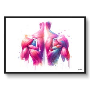 Back muscles Wall Art Print Watercolour Anatomy Human Trunk Medical Doctor Clinic Painting
