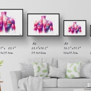 dream watercolour back muscles print size comparison