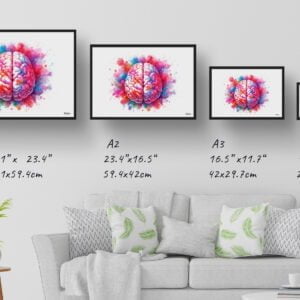 dream watercolour brain top print size comparison