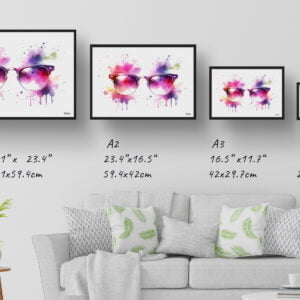 dream watercolour browline glasses print size comparison