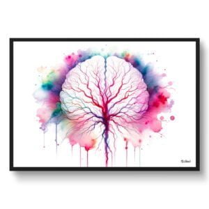 Cerebral Angiography back Wall Art Print Watercolour Vascularization Neurology Medical Doctor Clinic Painting