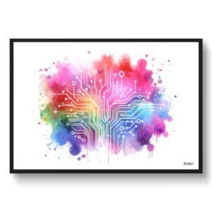 Circuit board Wall Art Print Watercolour Capacitors Computer Science Medical Doctor Clinic Painting