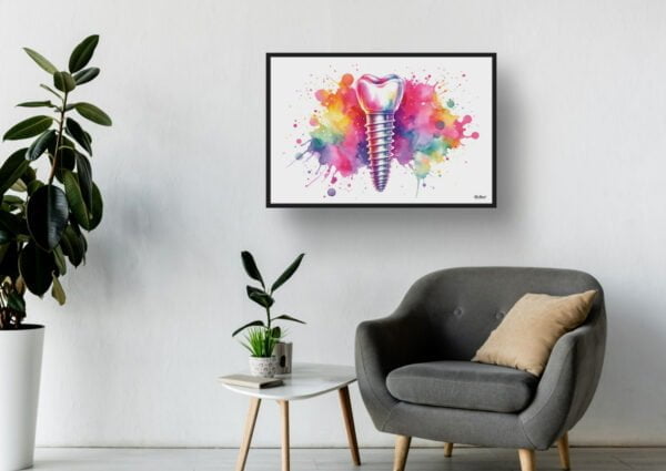 Dental implant Wall Art Print Watercolour Dental Surgery Dentist Medical Doctor Clinic Painting - Image 3