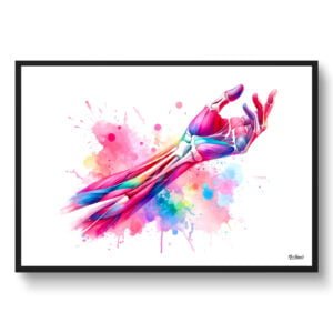 Forehand inside Wall Art Print Watercolour Bones with ligaments physiotherapy Medical Doctor Clinic Painting