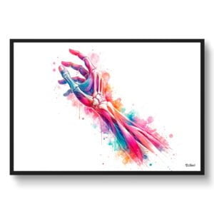 Forehand outside Wall Art Print Watercolour Bones with ligaments physiotherapy Medical Doctor Clinic Painting