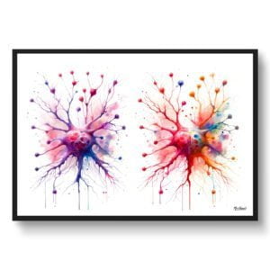 Group of nerves Wall Art Print Watercolour Nerve Cells Medical Doctor Clinic Painting