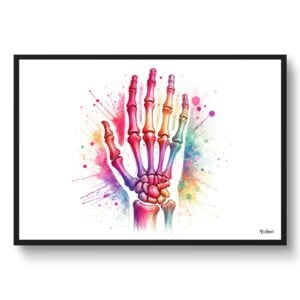 Hand Wall Art Print Watercolour Wrist Joint Bones Orthopedy Physiotherapist Medical Doctor Clinic Painting