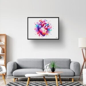 Heart Wall Art Print Watercolour Cardiology Cardiologist Medical Doctor Clinic Painting - Image 2
