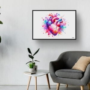 Heart Wall Art Print Watercolour Cardiology Cardiologist Medical Doctor Clinic Painting - Image 3