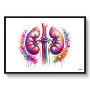 Kidneys and adrenal glands Wall Art Print Watercolour Endocrine System Endocrinology Medical Doctor Clinic Painting