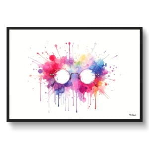 Kids round glasses Wall Art Print Watercolour Optometry Ophthalmology Medical Doctor Clinic Painting