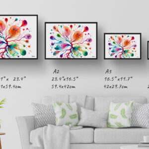 dream watercolour lymph nodes print size comparison