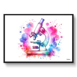 Microscope Wall Art Print Watercolour Science Lab Scientist Medical Doctor Clinic Painting