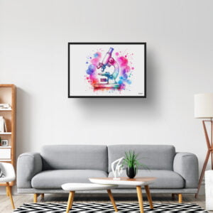 Microscope Wall Art Print Watercolour Science Lab Scientist Medical Doctor Clinic Painting - Image 2