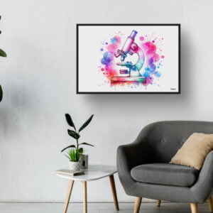 Microscope Wall Art Print Watercolour Science Lab Scientist Medical Doctor Clinic Painting - Image 3