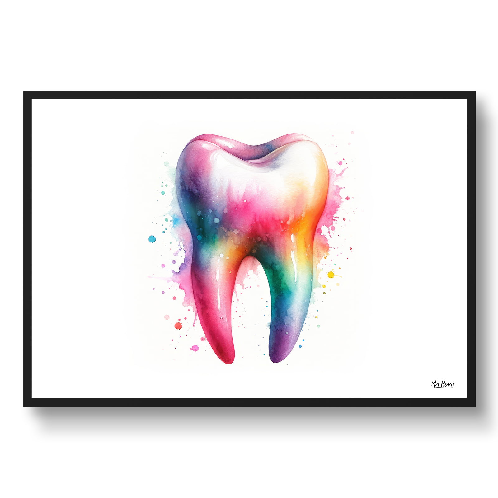 dream watercolour molar minimalist front view - Dentist Art - The best wall art paintings to brighten your dental clinic