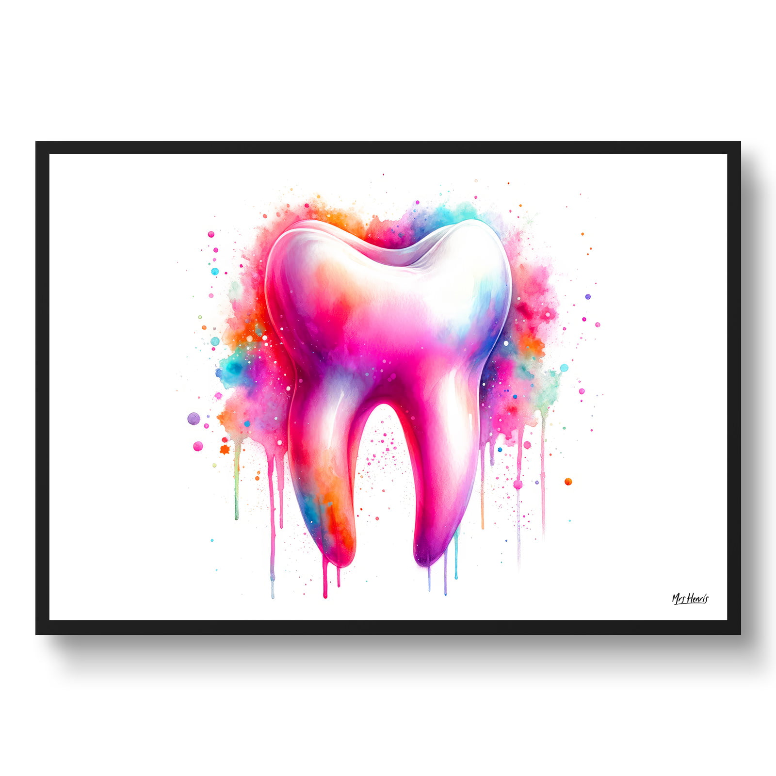 dream watercolour molar tooth front view - Dentist Art - The best wall art paintings to brighten your dental clinic