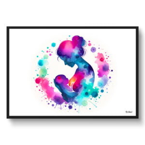 Mother and newborn Wall Art Print Watercolour Nursing Midwifery Obstetrics OBGYN Medical Doctor Clinic Painting