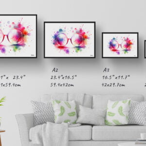 dream watercolour oversized round glasses print size comparison