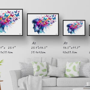 dream watercolour psychology thoughts of a man print size comparison