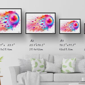 dream watercolour sperm cells print size comparison