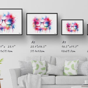 dream watercolour square glasses print size comparison
