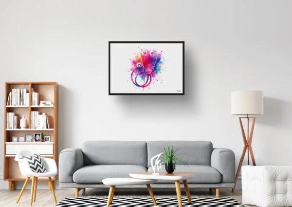 Stethoscope Wall Art Print Watercolour Doctor Nurse Medical Doctor Clinic Painting - Image 2