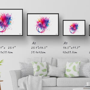 dream watercolour stethoscope print size comparison