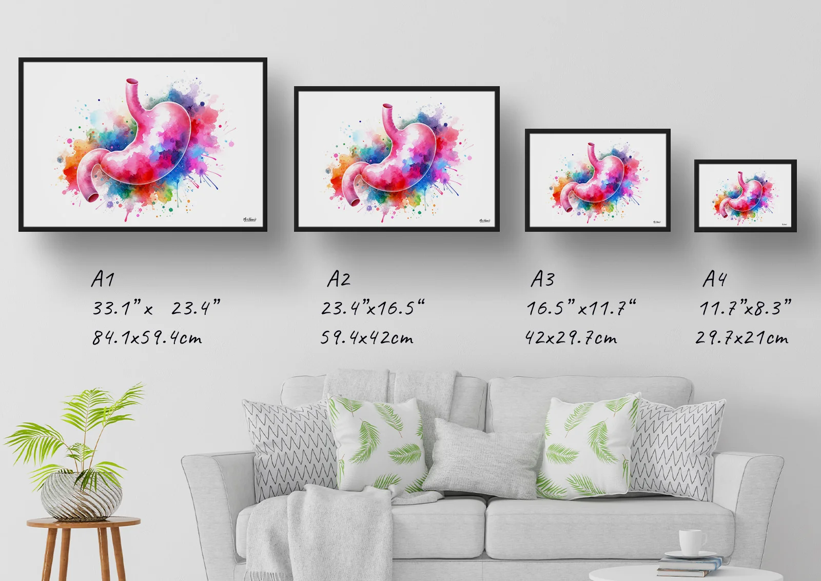 Stomach Wall Art Print Watercolour Digestive System Gastroenterology Medical Doctor Clinic Painting - Image 4