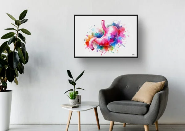 Stomach Wall Art Print Watercolour Digestive System Gastroenterology Medical Doctor Clinic Painting - Image 3