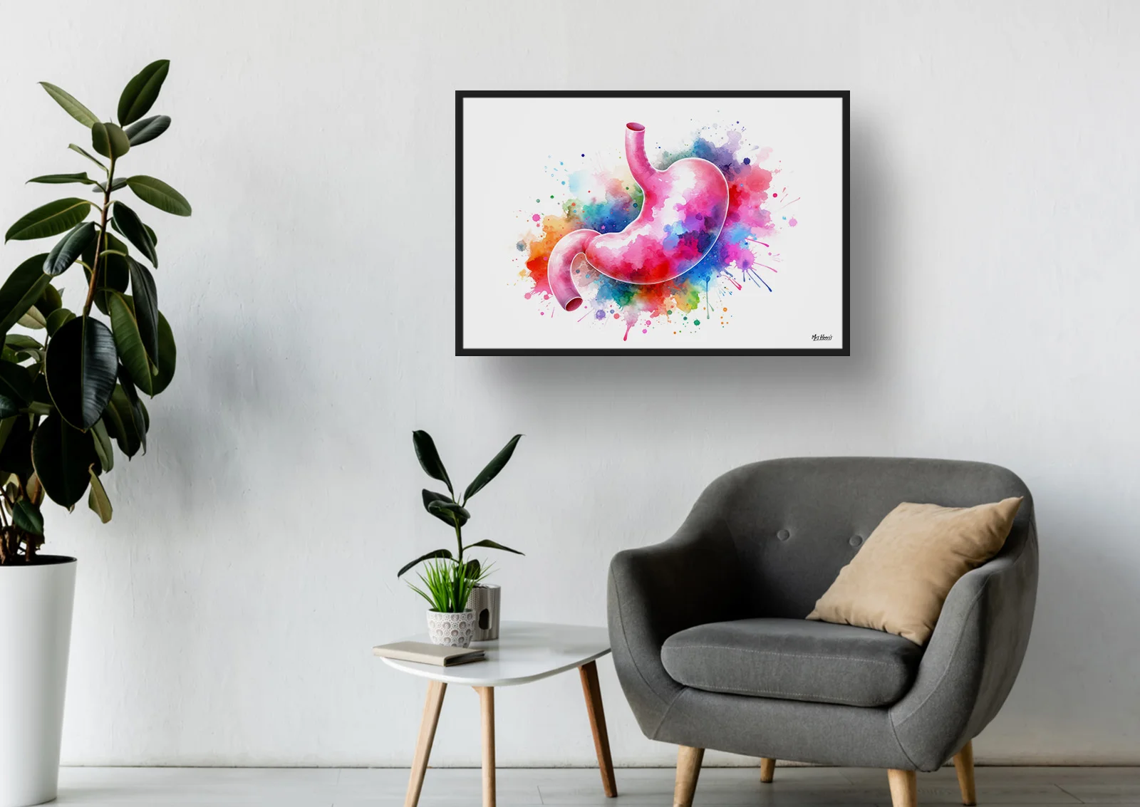 Stomach Wall Art Print Watercolour Digestive System Gastroenterology Medical Doctor Clinic Painting - Image 3
