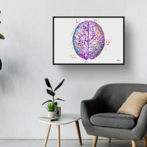Brain (Top View) AnatomyWall Art Print Watercolour Human Neurology Medical Doctor Office Clinic Framed Painting - Image 3