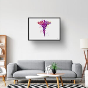 Caduceus Wall Art Print Watercolour Medical Doctor Office Clinic Framed Painting - Image 2