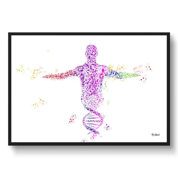 DNA Helix Wall Art Anatomy Print Watercolour Human Neurology Medical Doctor Office Clinic Framed Painting
