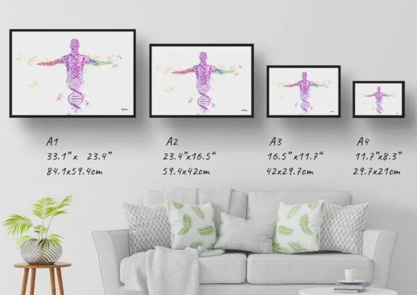DNA Helix Wall Art Anatomy Print Watercolour Human Neurology Medical Doctor Office Clinic Framed Painting - Image 4