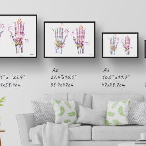 medical splash hands print size comparison