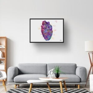 Heart Anatomy Wall Art Print Watercolour Cardiologist Medical Doctor Office Clinic Framed Painting - Image 2
