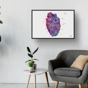 Heart Anatomy Wall Art Print Watercolour Cardiologist Medical Doctor Office Clinic Framed Painting - Image 3
