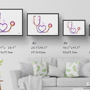 medical splash stethoscope print size comparison
