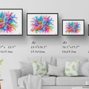 dream watercolour alpha synuclein protein print size comparison 1