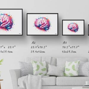 dream watercolour brain side print size comparison 1