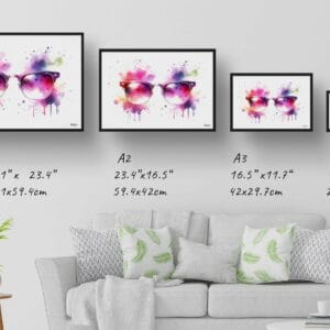 dream watercolour browline glasses print size comparison 1