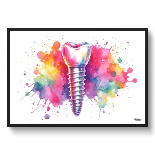 Dental implant Wall Art Print Watercolour Dental Surgery Dentist Medical Doctor Clinic Painting - Image 5
