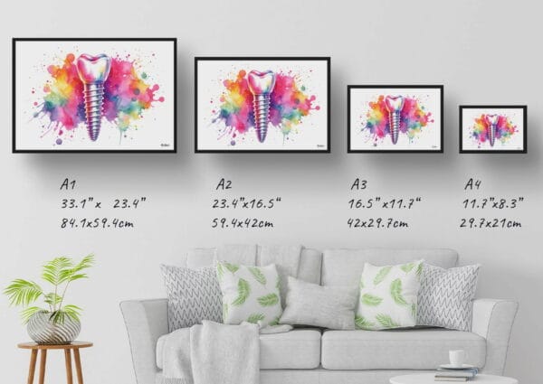 Dental implant Wall Art Print Watercolour Dental Surgery Dentist Medical Doctor Clinic Painting - Image 8