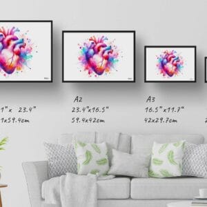 Heart Wall Art Print Watercolour Cardiology Cardiologist Medical Doctor Clinic Painting - Image 8
