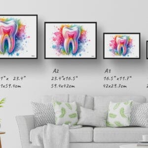 dream watercolour molar anatomy print size comparison