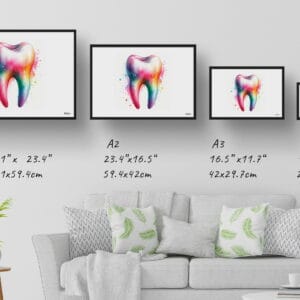 dream watercolour molar minimalist print size comparison