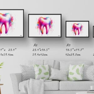 dream watercolour molar tooth print size comparison 1
