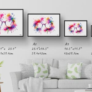 dream watercolour oversized fashion glasses print size comparison
