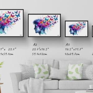dream watercolour psychology thoughts of a man print size comparison